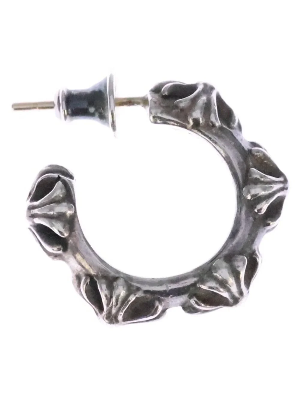 Chrome Hearts Hoop Cross Band Earrings Silver